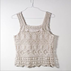 SOLD Luciano Dante Embroidered Tank cream Lace Crochet